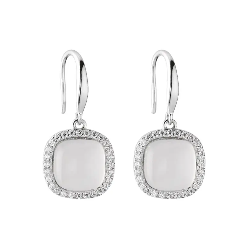 White Chalcedony Dangle Earrings for Women - Image 3