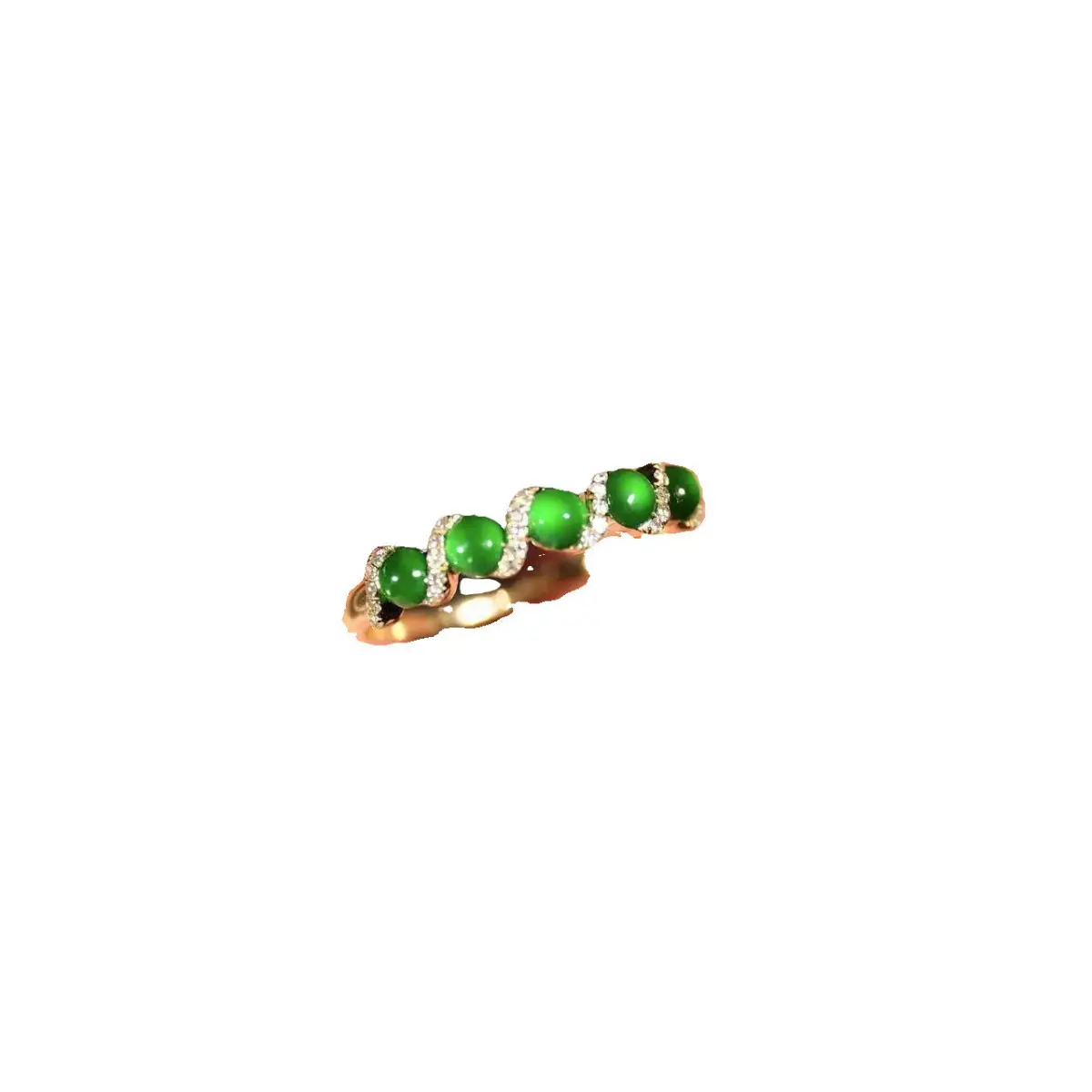 Green Jade Row Ring with S925 Silver Plated — feature 5