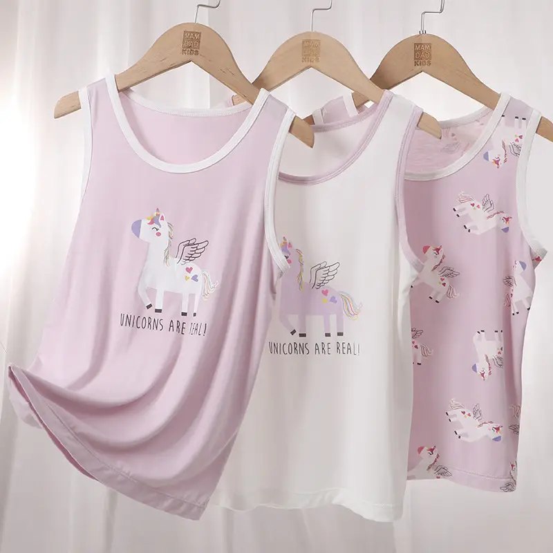 Children's Unicorn Sleeveless Vest Set Pink White