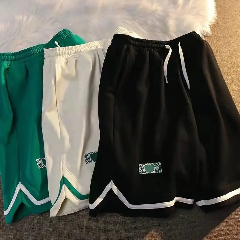 Men Green Logo Track Shorts with White Trim - Image 5