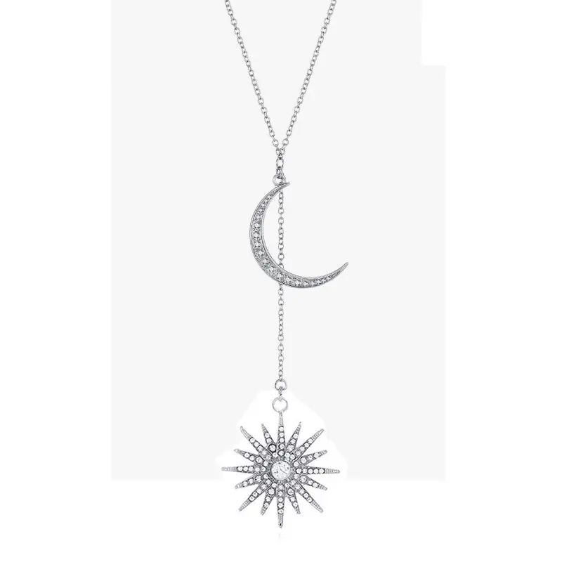 Golden Sun & Moon Necklace with Crystal Accents - Image 2