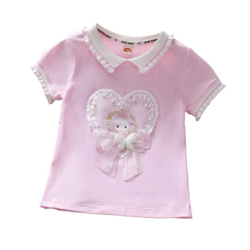 Girls Light Blue Bunny Heart T-Shirt 2025 - Image 8