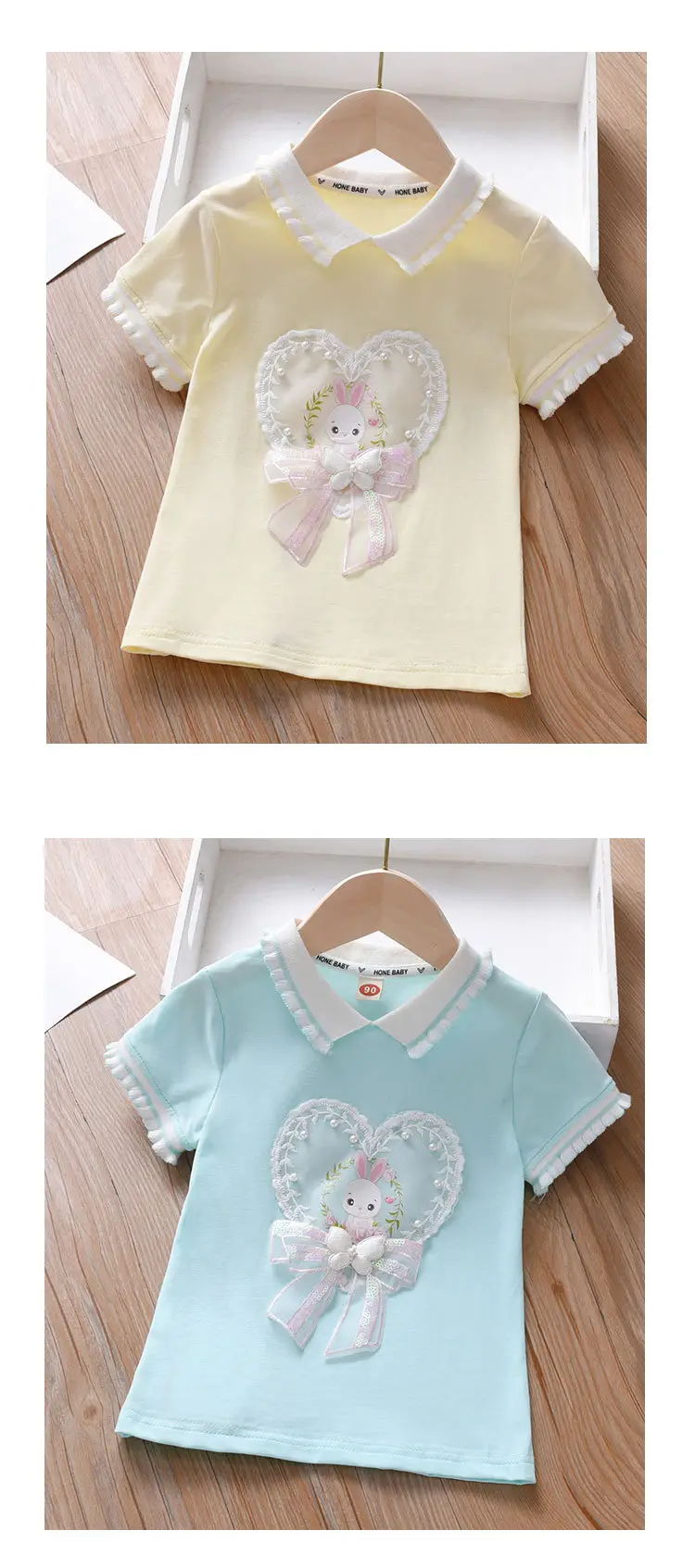 Girls Light Blue Bunny Heart T-Shirt 2025 — feature 5