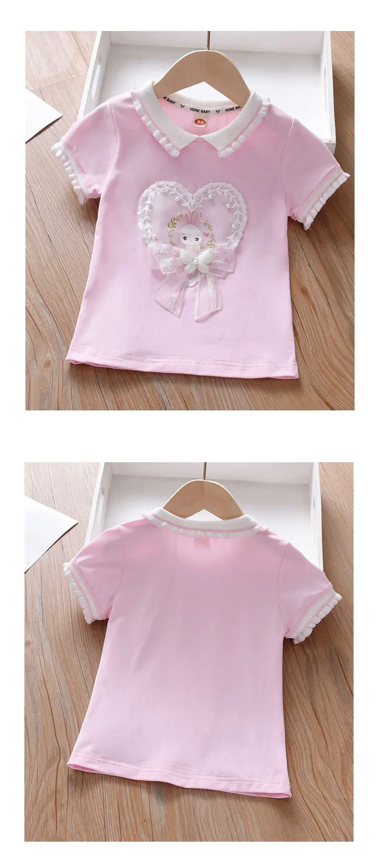 Girls Light Blue Bunny Heart T-Shirt 2025 — feature 6