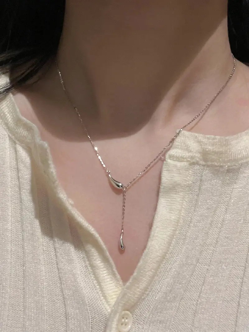 Women's Water Drop Necklace Stainless Steel Lucky Clavicle Chain — feature 19