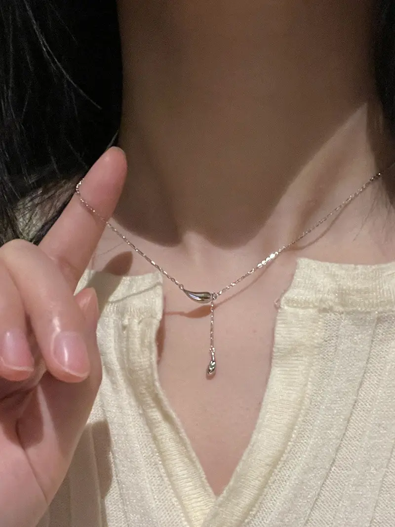 Women's Water Drop Necklace Stainless Steel Lucky Clavicle Chain — feature 20