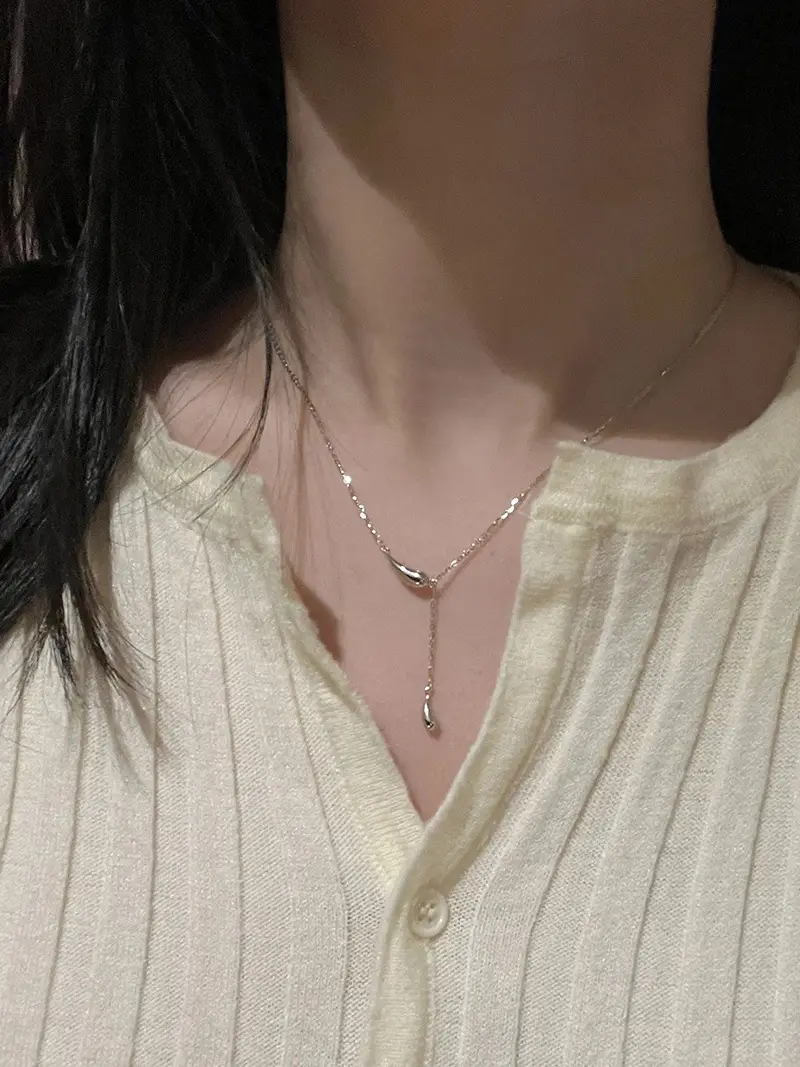 Women's Water Drop Necklace Stainless Steel Lucky Clavicle Chain — feature 21