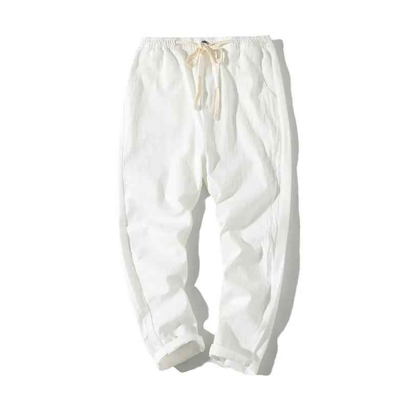 Men's Thin Linen Casual Pants Red Black Grey White Large - Image 11