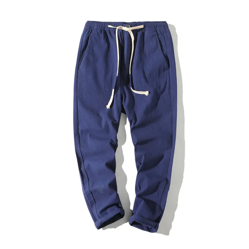 Men's Thin Linen Casual Pants Red Black Grey White Large - Image 12