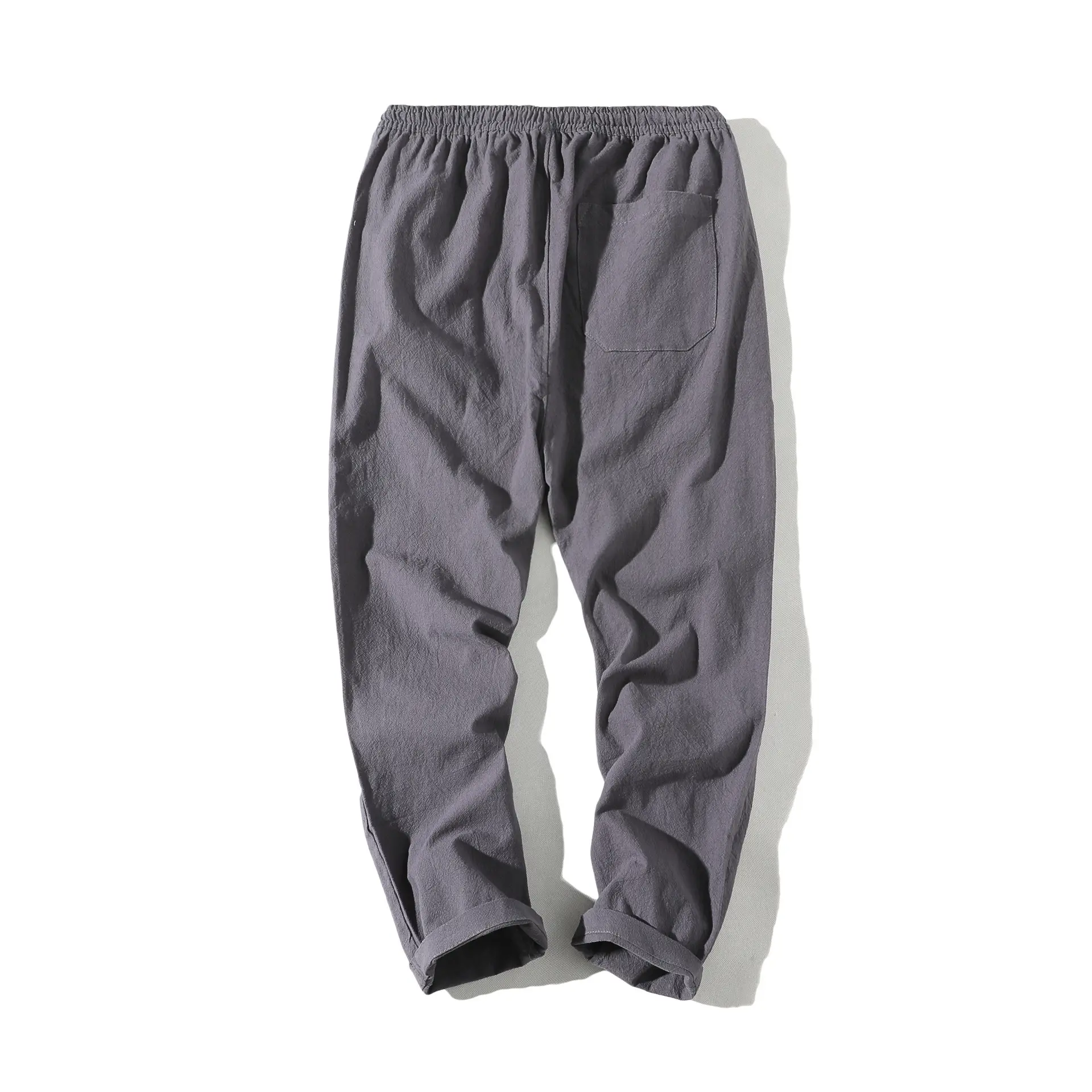Men's Thin Linen Casual Pants Red Black Grey White Large - Image 13