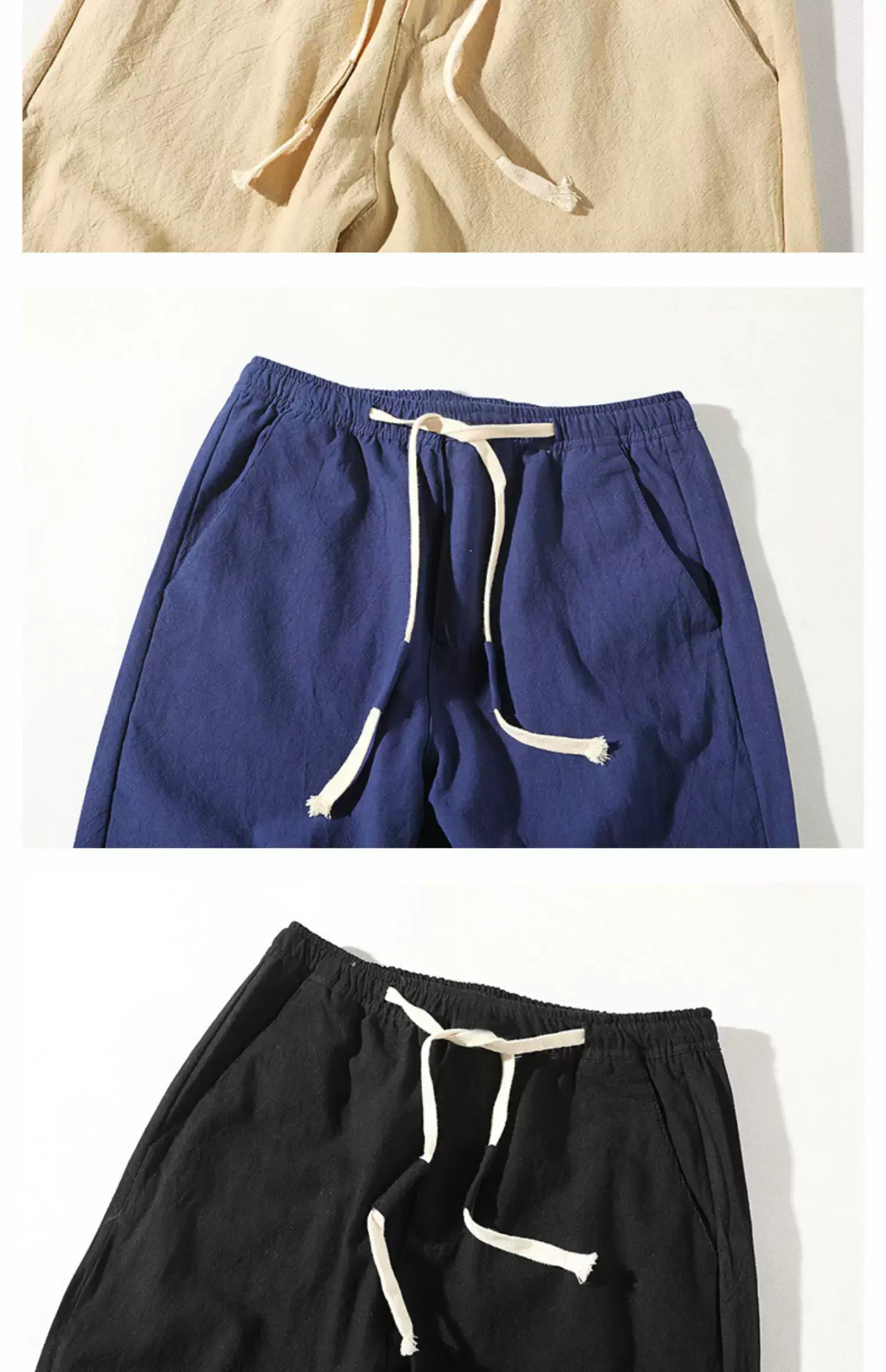 Men's Thin Linen Casual Pants Red Black Grey White Large — feature 15