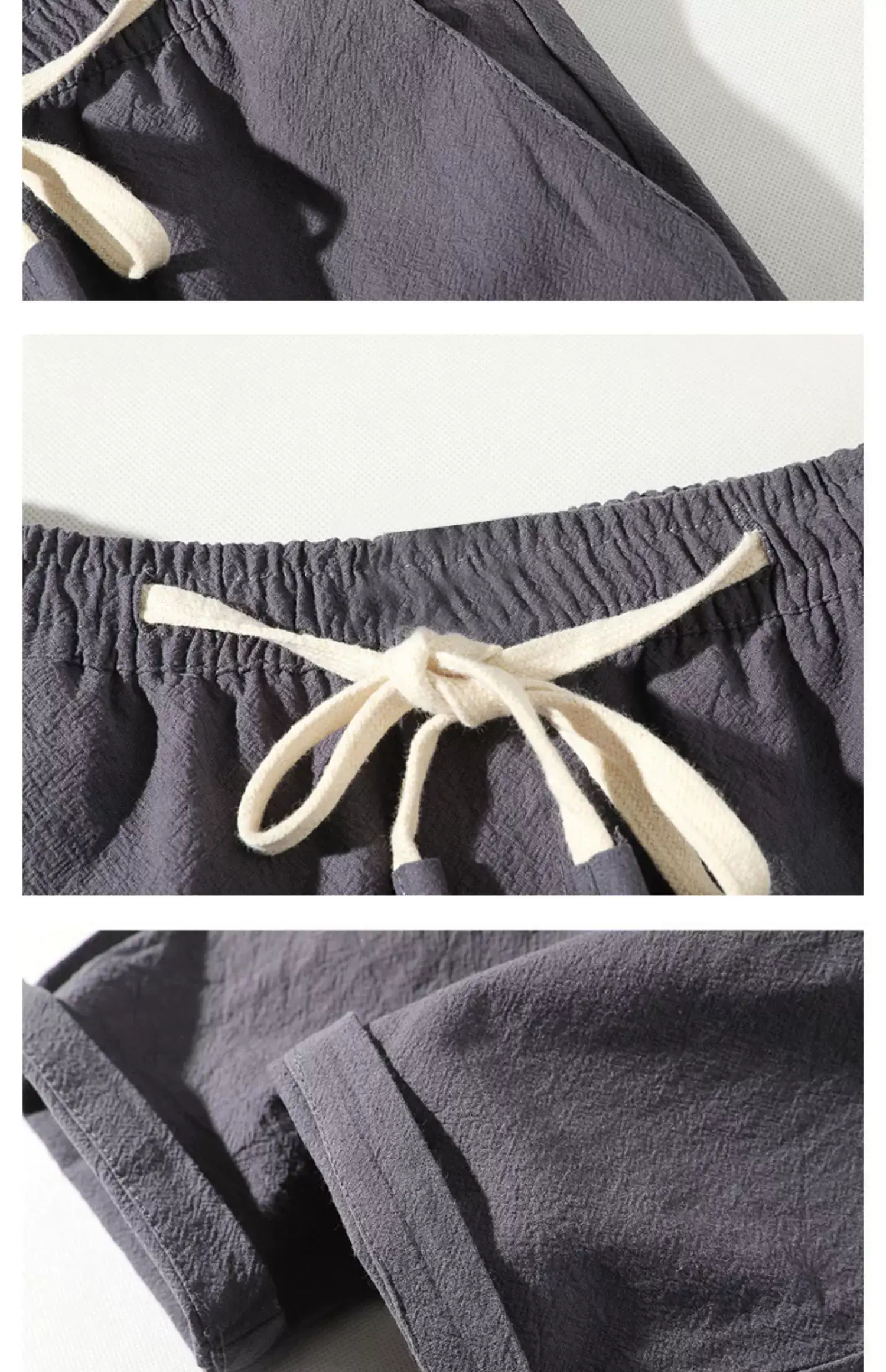 Men's Thin Linen Casual Pants Red Black Grey White Large — feature 18