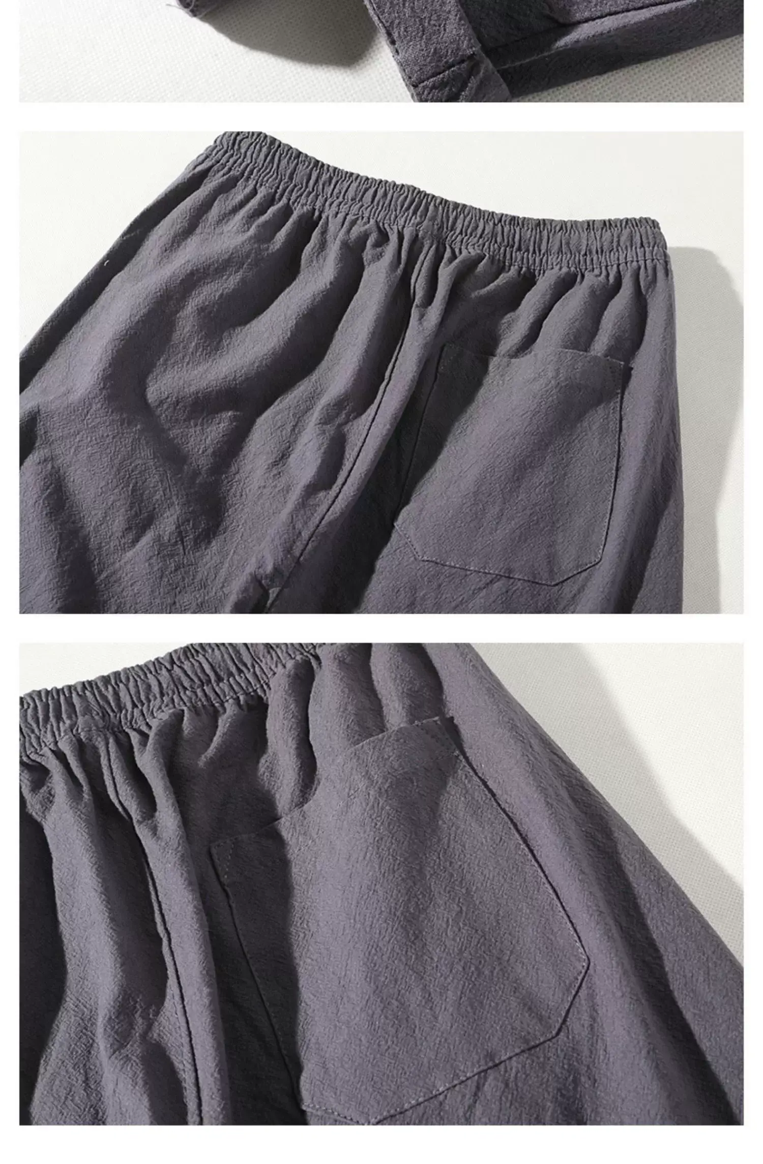 Men's Thin Linen Casual Pants Red Black Grey White Large — feature 19