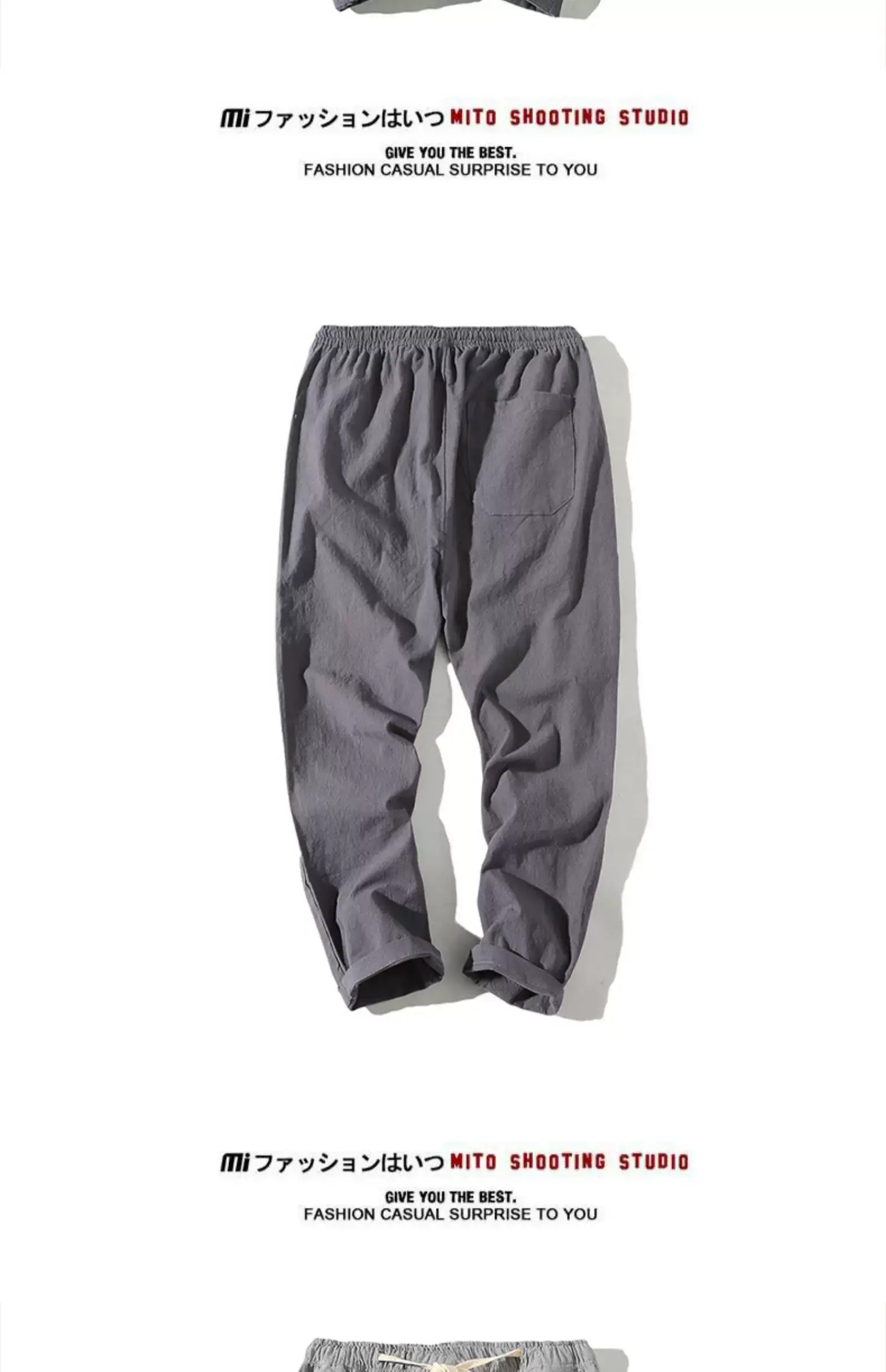 Men's Thin Linen Casual Pants Red Black Grey White Large — feature 6