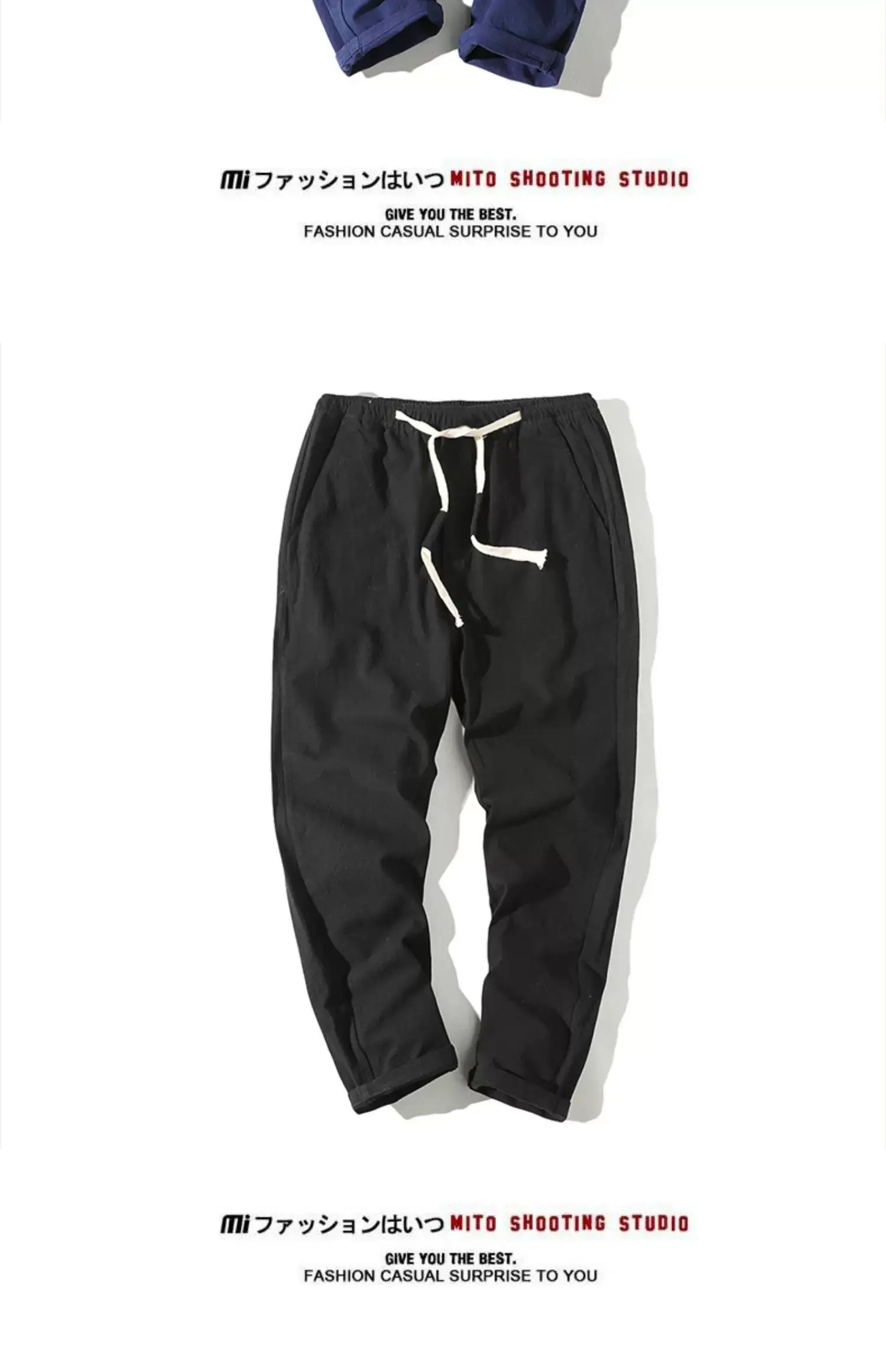 Men's Thin Linen Casual Pants Red Black Grey White Large — feature 9