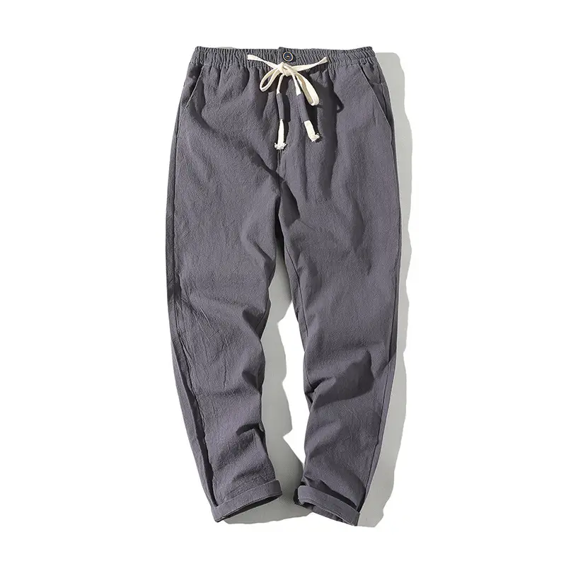 Men's Thin Linen Casual Pants Red Black Grey White Large - Image 3