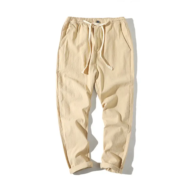 Men's Thin Linen Casual Pants Red Black Grey White Large - Image 5