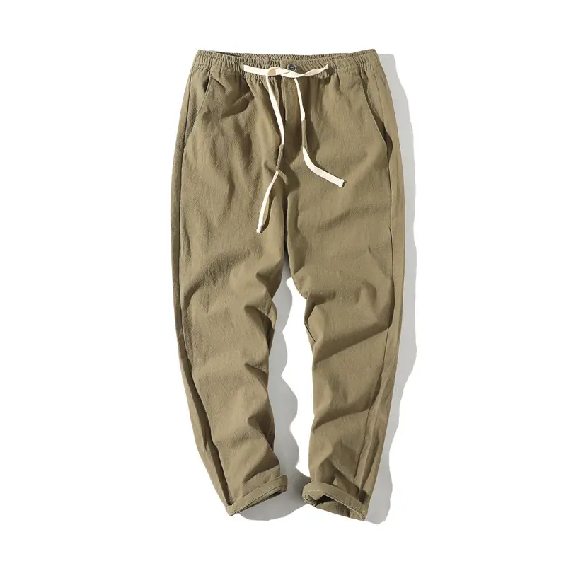 Men's Thin Linen Casual Pants Red Black Grey White Large - Image 7