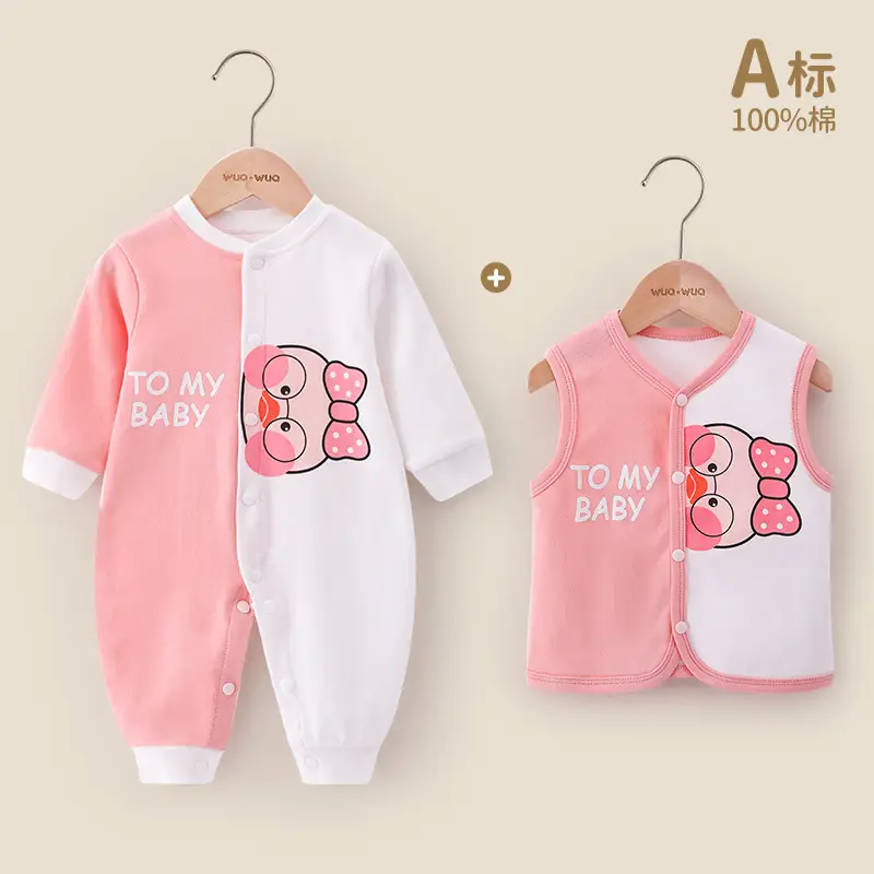 Pure Cotton Newborn Romper Pink White Bow Print - Image 2