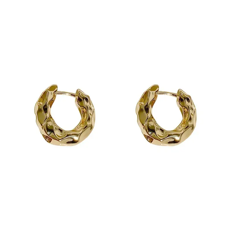 Golden Round Stud Earrings for Women - Image 5