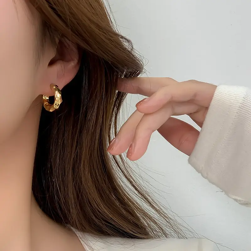 Golden Round Stud Earrings for Women — feature 10