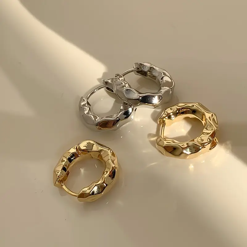Golden Round Stud Earrings for Women — feature 2