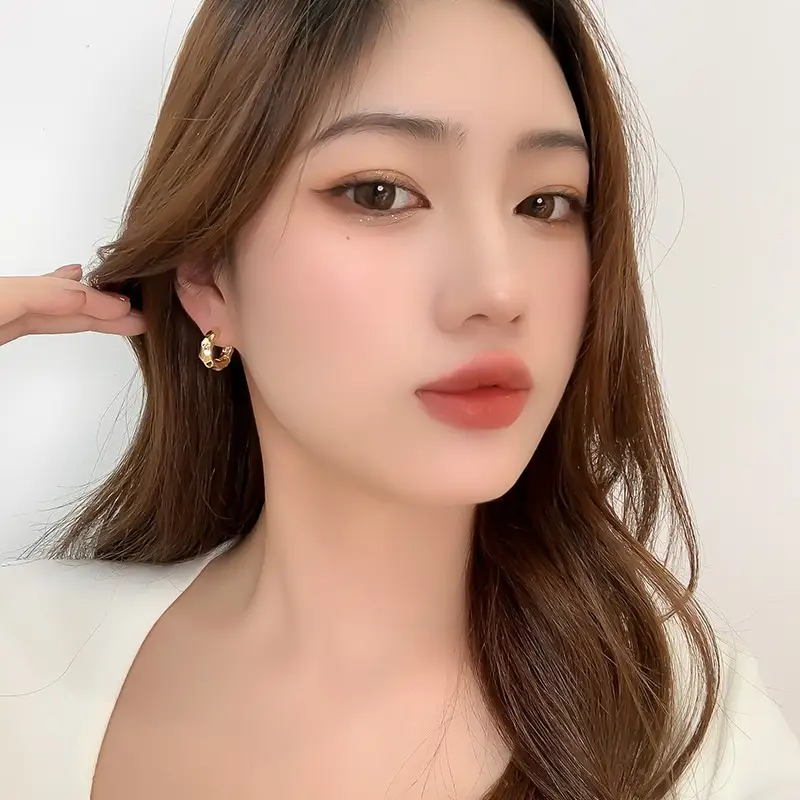 Golden Round Stud Earrings for Women — feature 8