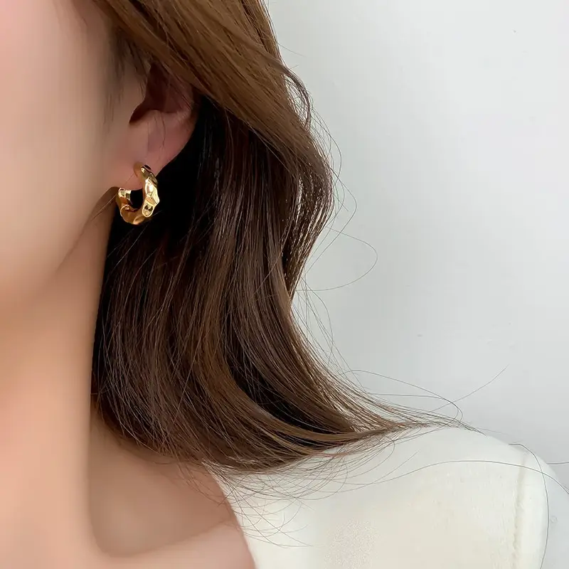 Golden Round Stud Earrings for Women — feature 9