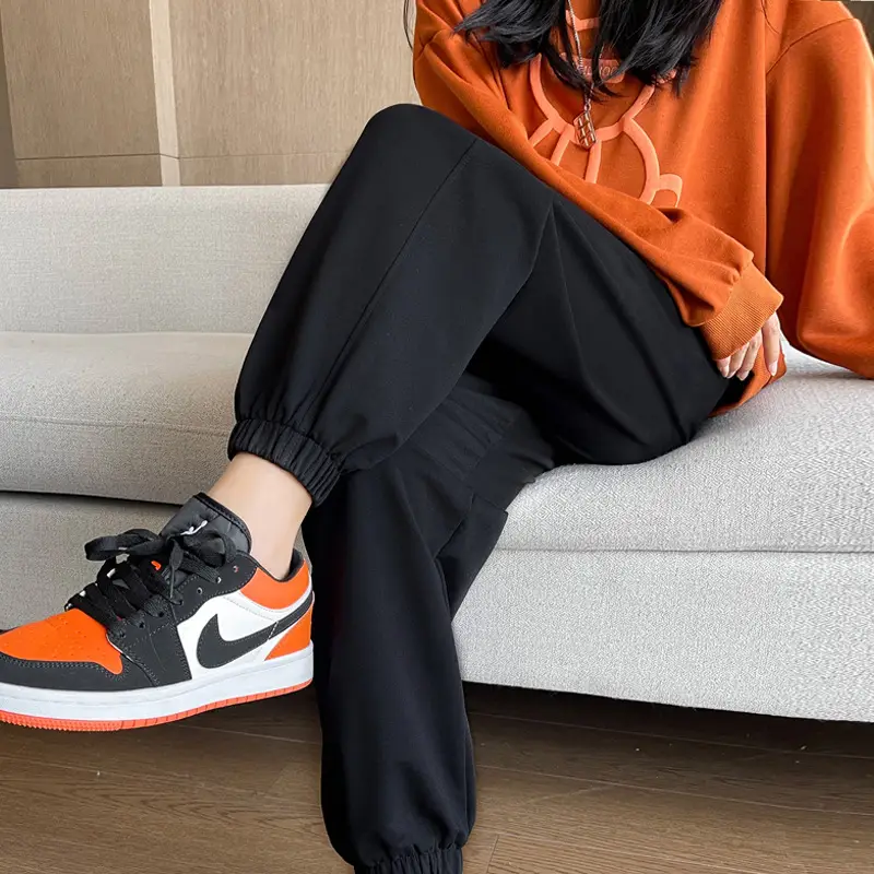 Women Grey Sweatpants Ankle Length Sports Casual Wear