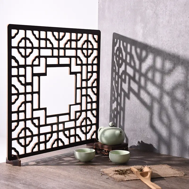 Retro Chinese Pane Wooden Decor Board 39x39cm