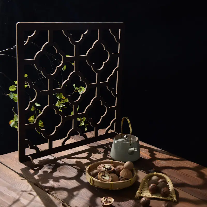 Retro Chinese Pane Wooden Decor Board 39x39cm