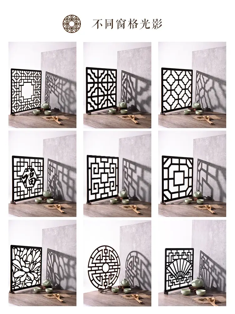 Retro Chinese Pane Wooden Decor Board 39x39cm — feature 1