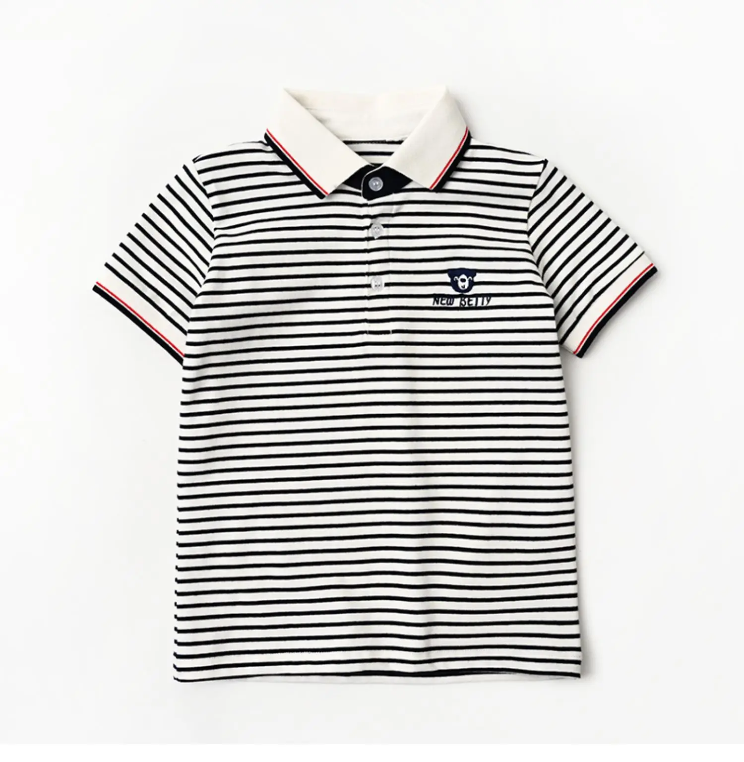 Children Striped Polo Shirt Red White Lapel Short Sleeve — feature 22