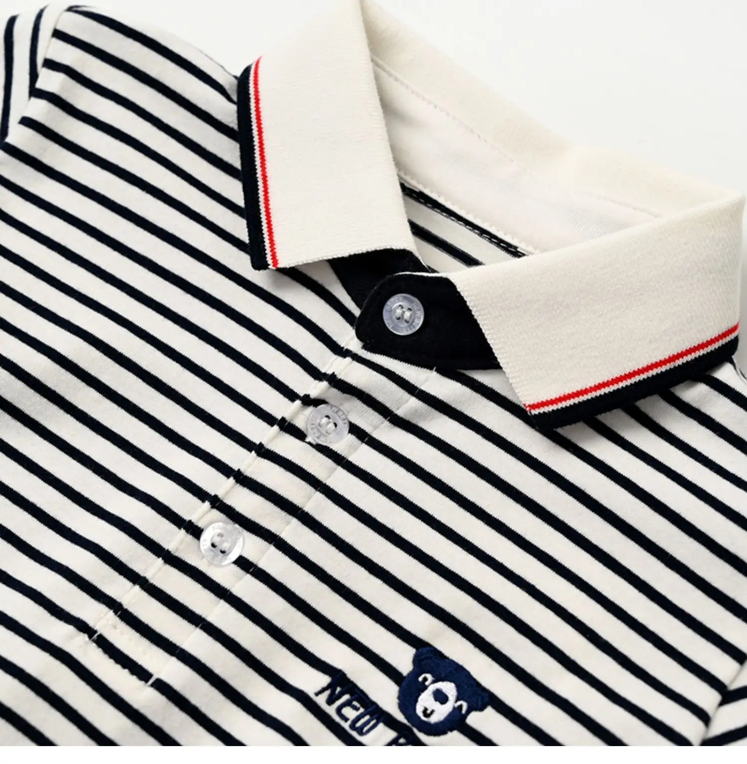 Children Striped Polo Shirt Red White Lapel Short Sleeve — feature 23