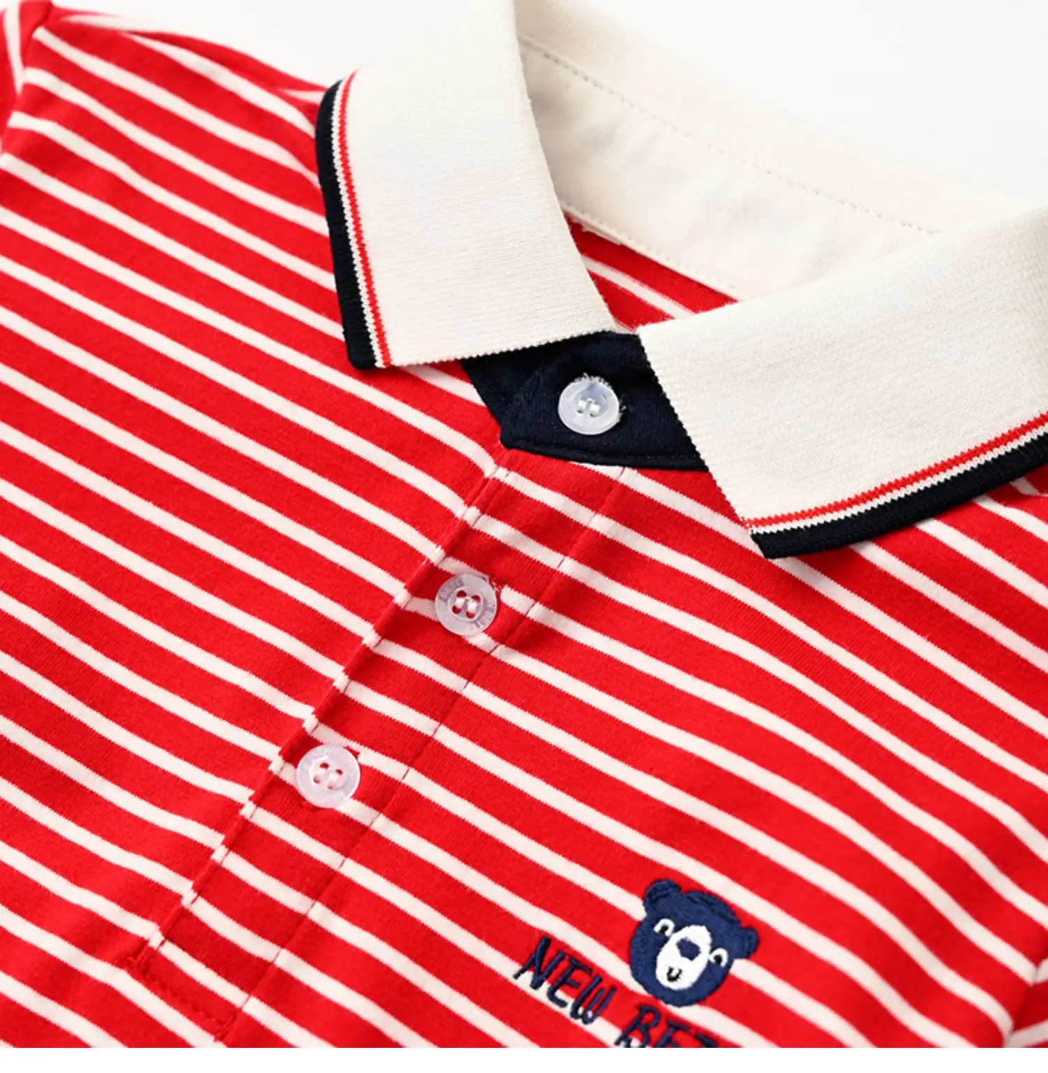 Children Striped Polo Shirt Red White Lapel Short Sleeve — feature 25
