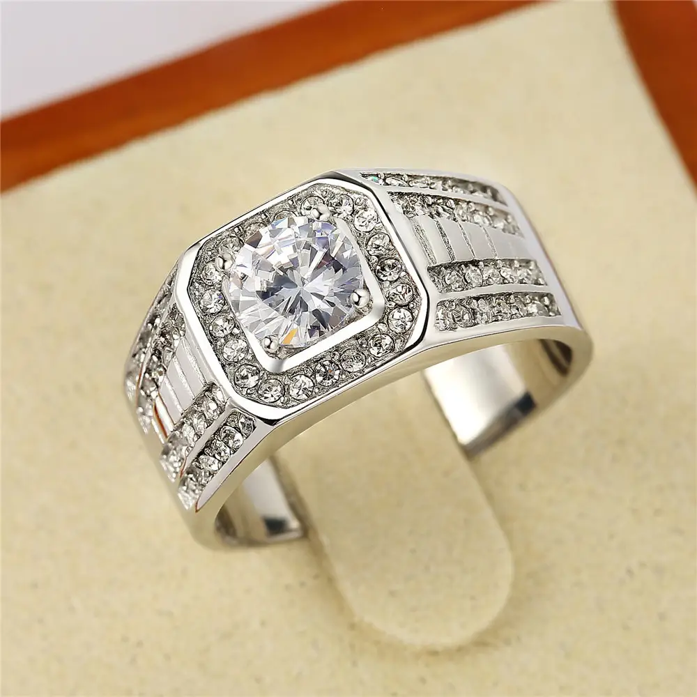 Korean Diamond Wedding Ring Gold Plated - Image 8