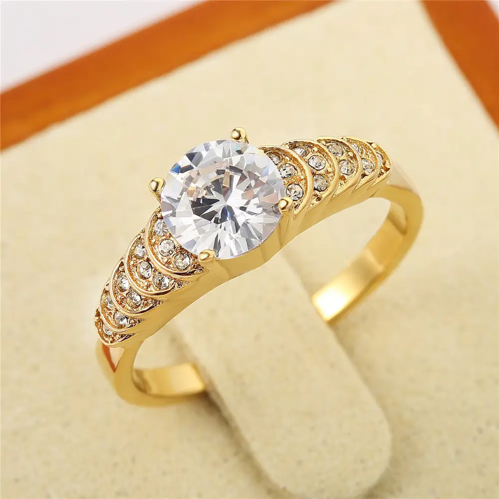 Korean Diamond Wedding Ring Gold Plated - Image 2