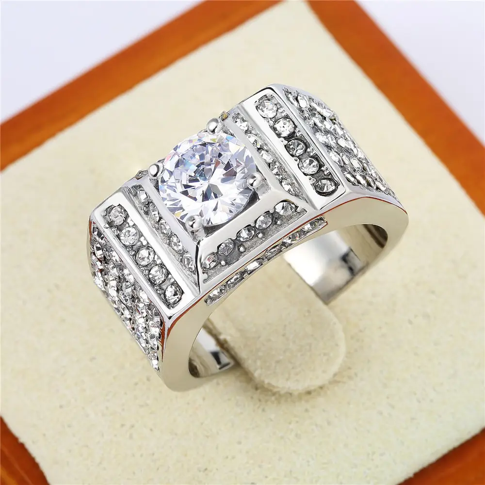 Korean Diamond Wedding Ring Gold Plated - Image 5
