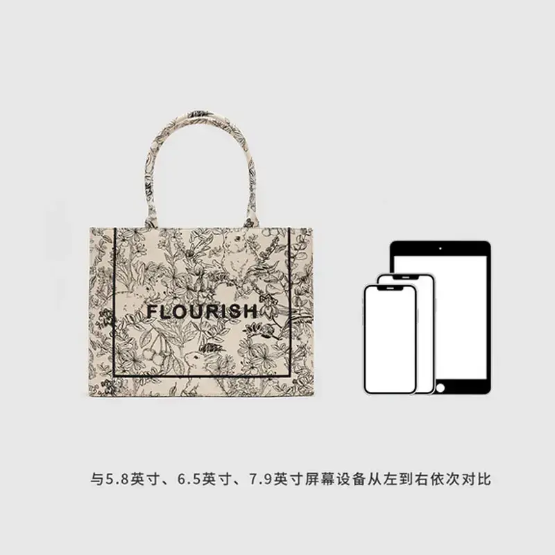 Women's Embroidered Canvas Tote Bag Large Capacity 2023