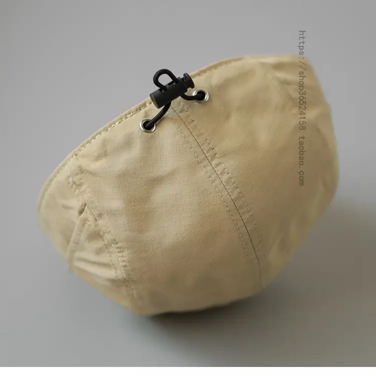 Men's Beige Drawstring Cap with Light Panel - Image 7