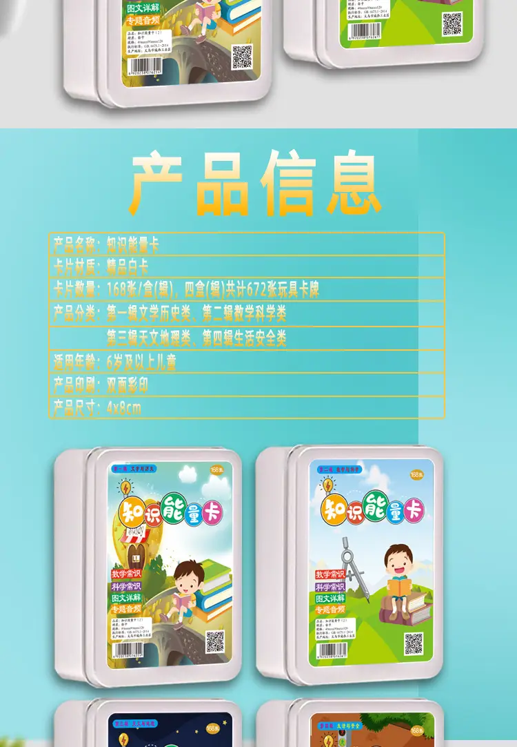 Children's Knowledge Energy Card Set 4-Pack Educational Cards — feature 6