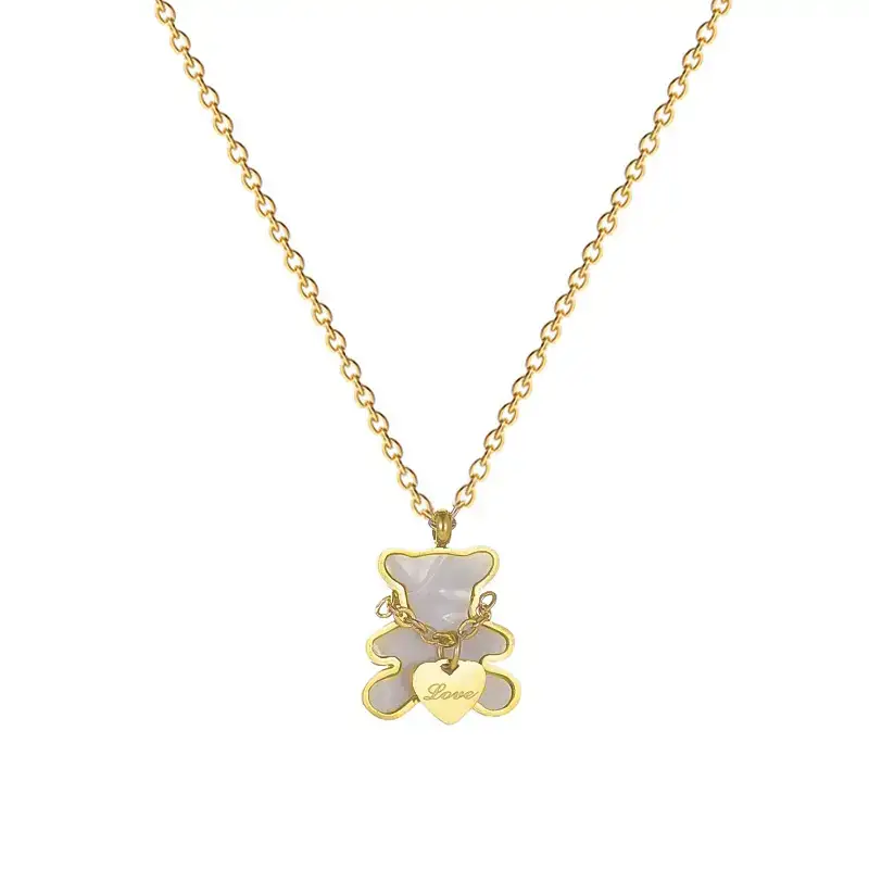 Gold Love Bear Necklace with Heart Design - Image 7