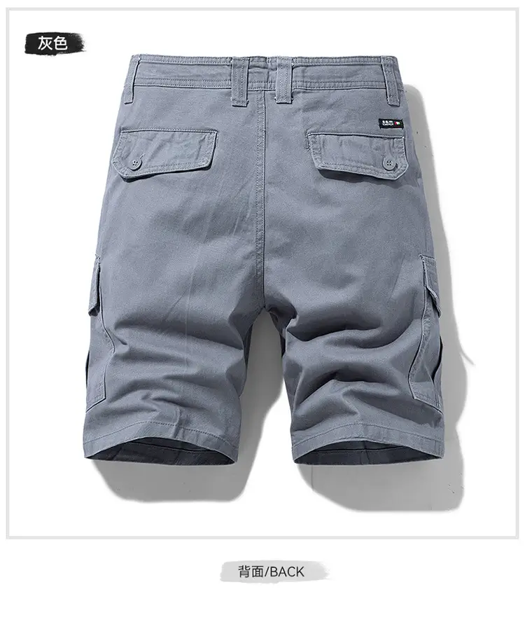 Men's Navy Blue Multi-Pocket Casual Shorts 27401 — feature 13