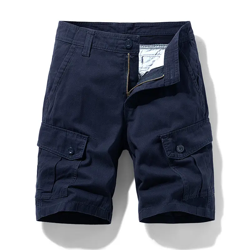Men's Navy Blue Multi-Pocket Casual Shorts 27401