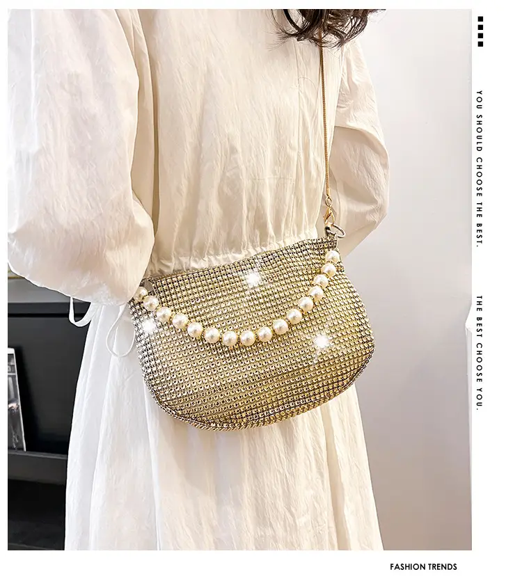 Full Diamond Pearl Pearl Bag for Women Party Evening — feature 1