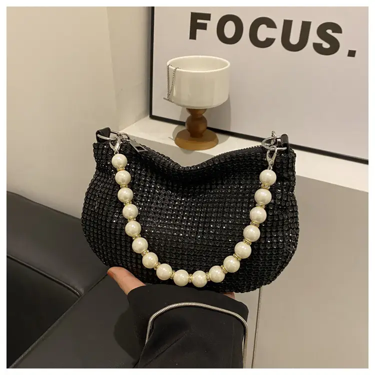 Full Diamond Pearl Pearl Bag for Women Party Evening — feature 12