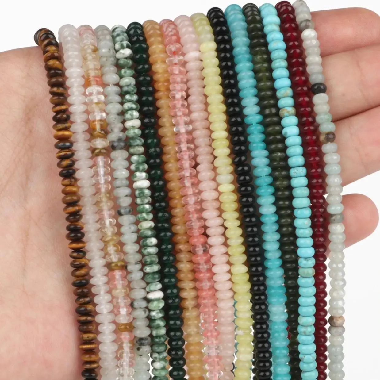 Natural Stone Flat Beads Lapis Lazuli Spacer Abacus - Image 72