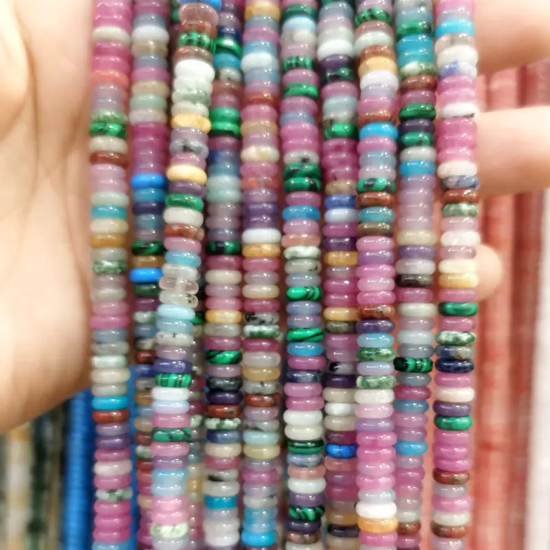 Natural Stone Flat Beads Lapis Lazuli Spacer Abacus - Image 73