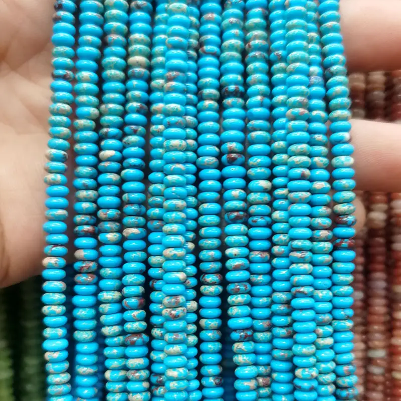 Natural Stone Flat Beads Lapis Lazuli Spacer Abacus - Image 30