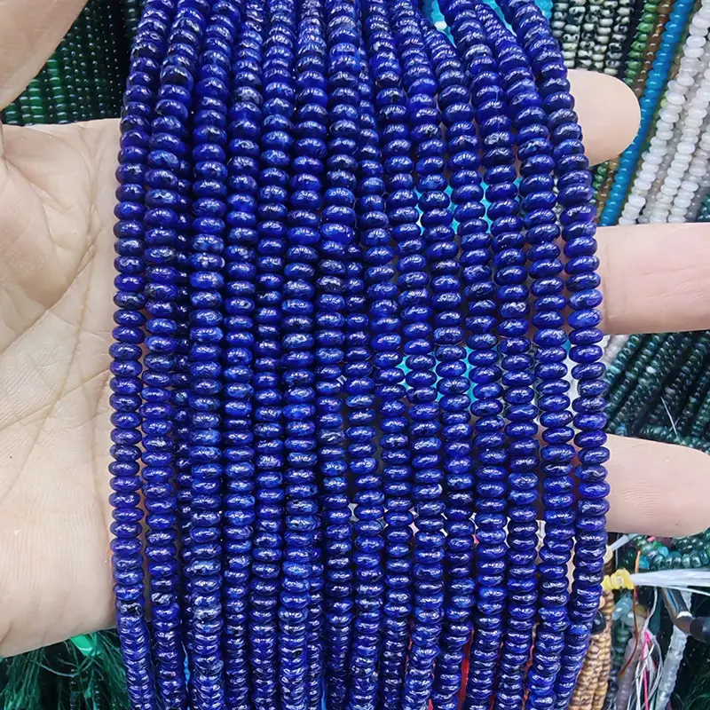 Natural Stone Flat Beads Lapis Lazuli Spacer Abacus - Image 39